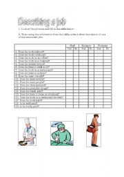 English worksheet: job Describing 