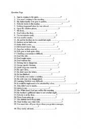 English Worksheet: tag questions