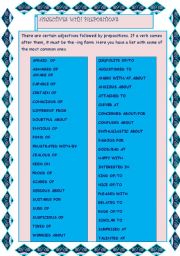 English Worksheet: ADJECTIVES WITH PREPOSITIONS