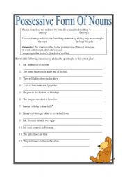 English Worksheet: Possessive form of nouns