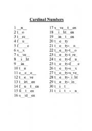 English Worksheet: Cardinal Numbers ESL