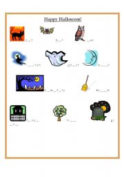 English worksheet: Halloween vocabluary spelling sheet