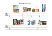 English Worksheet: Types of Food Containers