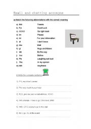 English Worksheet: Email and Chatting Acronyms