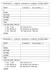 English Worksheet: present continuous survey/battleship game