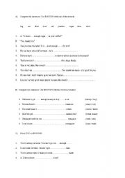 English Worksheet:  too and enough