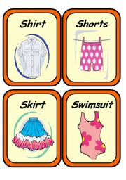 English Worksheet: 19 CLOTHES FLASHCARDS Set 1/2