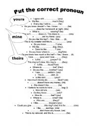 English Worksheet: Correct Pronoun
