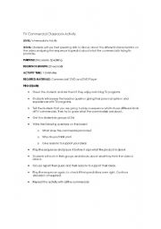 English worksheet: TV commercials