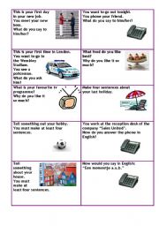 English Worksheet: Conversation cards level A1 business 1/5