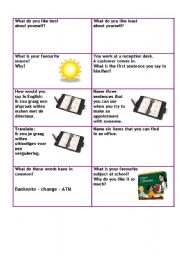 English Worksheet:   Conversation cards level A1 business 5/5