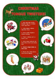 English Worksheet: Christmas tongue twisters