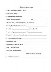 English Worksheet: Speaking activity