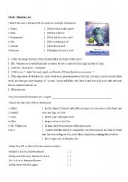 English Worksheet: Movie: Monster, Inc.