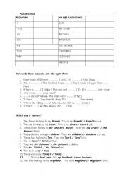 English Worksheet: possessives pronouns