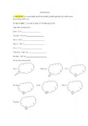 English worksheet: Contraction with be