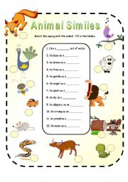 English Worksheet: Animal Similes