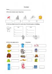 English Worksheet: Clothes and weather