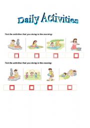 English Worksheet: daily activites   part1