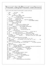 English Worksheet: Present simple and present continuous.
