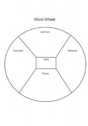 English worksheet: WORD WHEEL (Graphic Organizer)