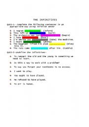 English Worksheet: THE INFINITIVES