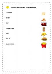 English worksheet: Connect the foods