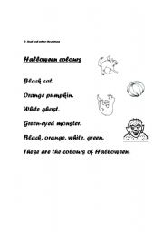 English worksheet: halloween colours