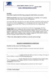 English worksheet: marketing fashion accessories