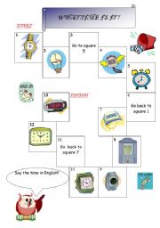 English Worksheet: What time is it? Boardgame