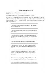 English Worksheet: Role Play Shopping