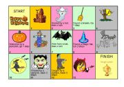 English Worksheet: Halloween Board Game