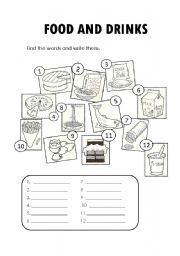 English Worksheet: FOOD AND DRINKS