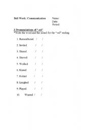 English worksheet: 3 Pronuncations of 