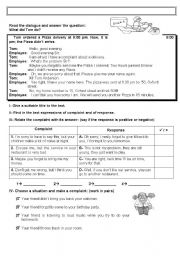 English Worksheet: making a complaint 