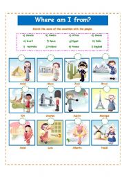 English Worksheet: COUNTRIES!
