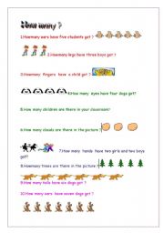 English worksheet: HOW MANY ?for young learners