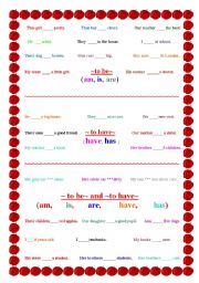 English Worksheet:  -to be- and -to have- Present Simple Tests.