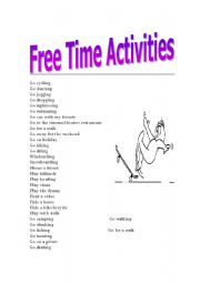 English Worksheet: Free activities and Daily routine ( List of verbs)