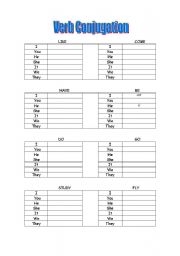 english verb conjugation worksheets