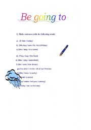 English worksheet: Be Going To