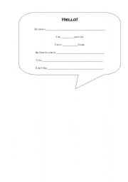 English Worksheet: Introducing Yourself