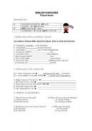 English Worksheet: future tense will-won`t