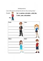 English Worksheet: To be wearing