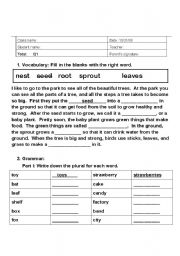 English Worksheet: Simple Vocabulary and Grammar Worksheet