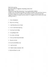 English Worksheet: making suggestions