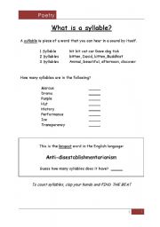English Worksheet: What is a syllable?