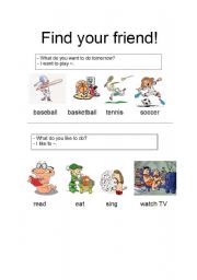 English worksheet: Find Your Friend