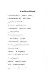 English Worksheet: A or THE?