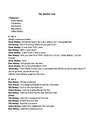 English Worksheet: drama acting - the monkey king